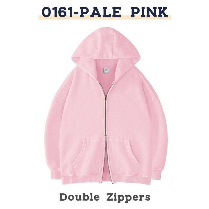 Unisex Oversized Hoodie Jacket with Double Zipper and Kangaroo Pockets