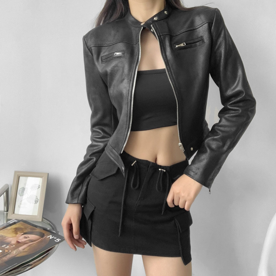Cropped Leather Jacket