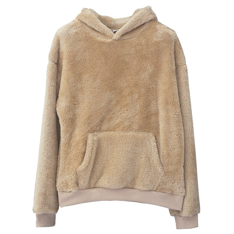 Unisex Cozy Teddy Fleece Hoodie with Oversized Fit and Kangaroo Pocket