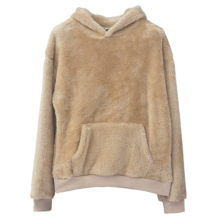 Unisex Cozy Teddy Fleece Hoodie with Oversized Fit and Kangaroo Pocket