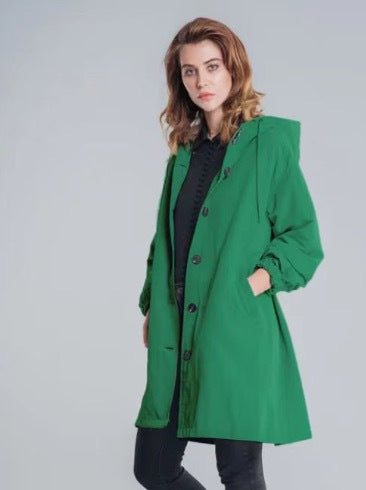 Water-repellent Oversized Hooded Trench Coat