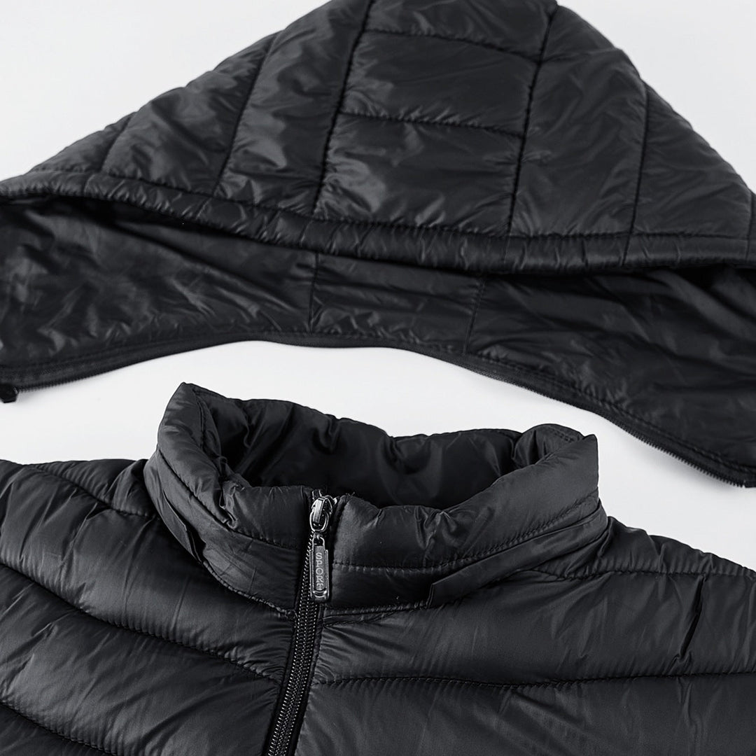 Men's Ultralight Quilted Hooded Jacket with Thermal Insulation & Packable Design