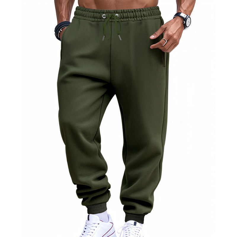 Men's Sporty Sweat Jogging Pants with Elastic Tunnel Drawstring Waist, Ribbed Cuffs, and Deep Side Pockets