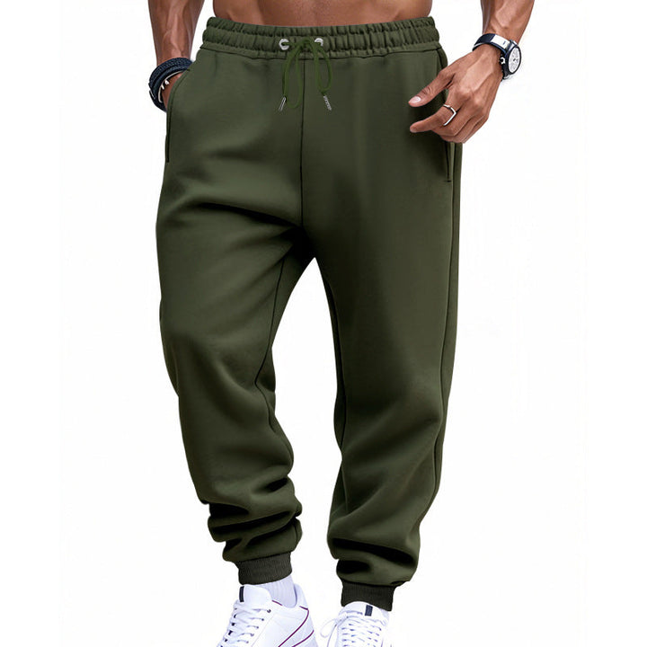 Men's Sporty Sweat Jogging Pants with Elastic Tunnel Drawstring Waist, Ribbed Cuffs, and Deep Side Pockets