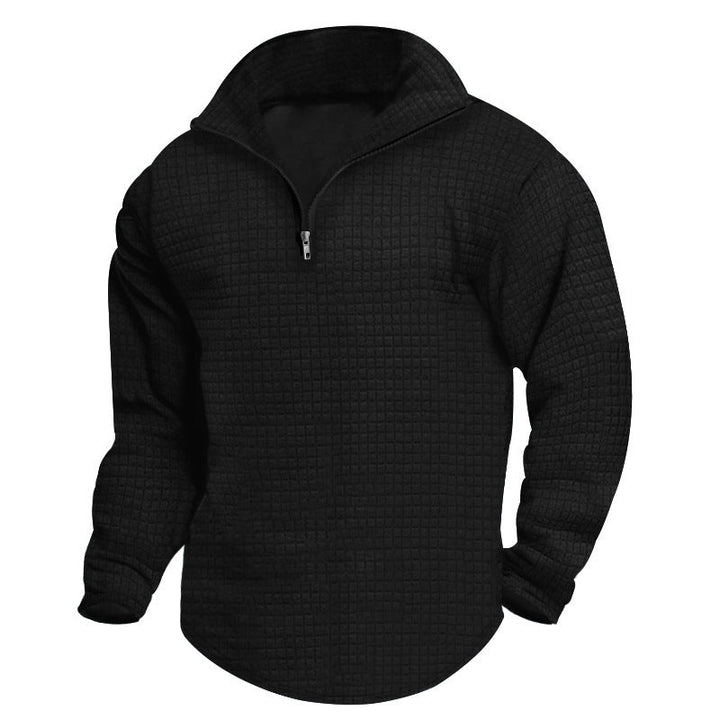 Men's Padded Thermal Half-zip with Waffle Texture, Brushed Lining, and Rounded Hem