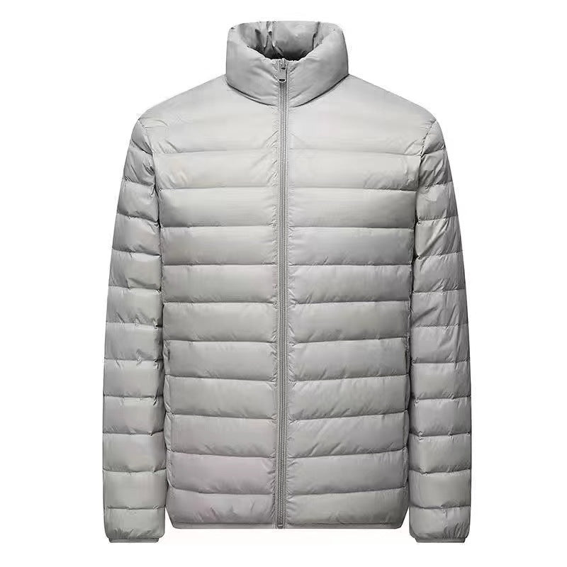 Men's Ultra-light Packable Micro Quilted Jacket with Stand-up Collar, Padded Insulation and Wind-resistant Shell