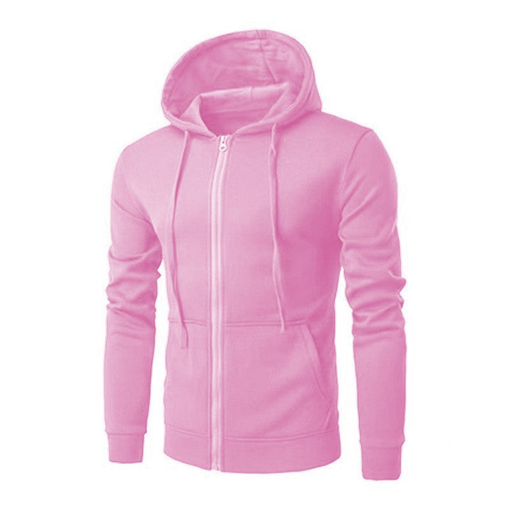 Men's Slim-fit Zip Hoodie Jacket with Soft Fleece Lining and Kangaroo Pockets