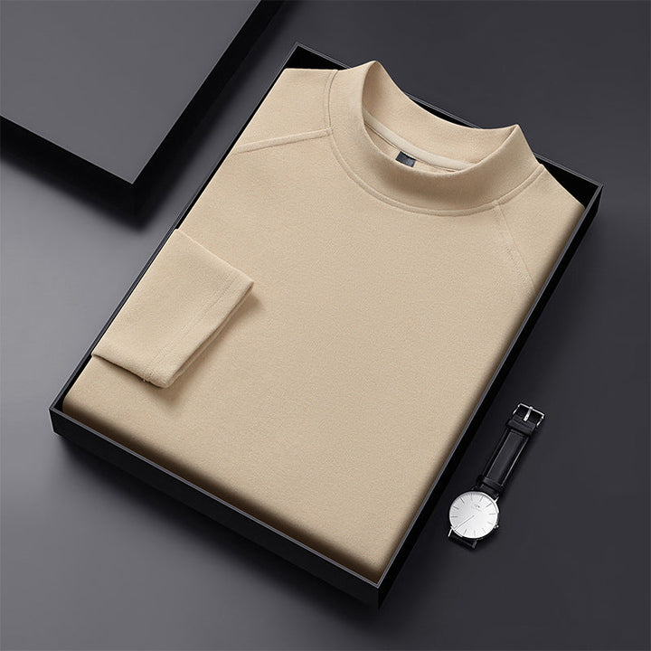 Men's Premium Mockneck Sweater made of Fine Wool Blend with Raglan Sleeves