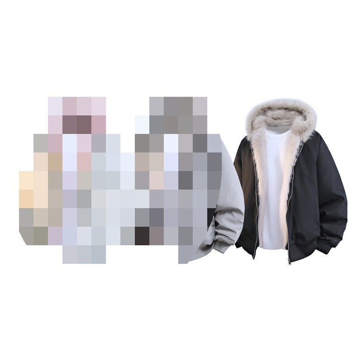 Men's Padded Bomber Jacket with Faux Fur Hood & Thermal Lining