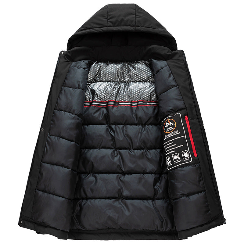 Men's Water-Repellent Winter Parka with Thermo-Reflective Quilted Lining and Hood