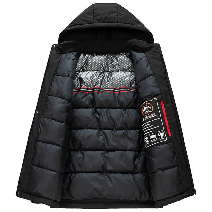 Men's Water-Repellent Winter Parka with Thermo-Reflective Quilted Lining and Hood