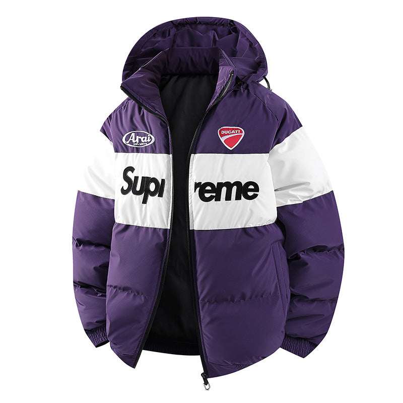 Men's Fashion Transitional Jacket with High Collar and Colorful Accents