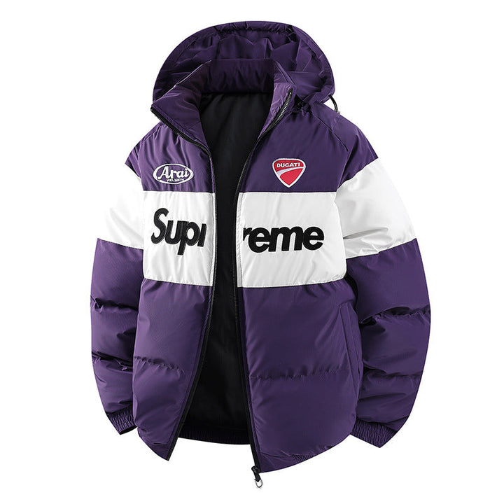 Men's Fashion Transitional Jacket with High Collar and Colorful Accents