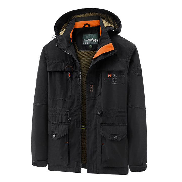 Men's Waterproof and Windproof Outdoor Parka with Detachable Hood
