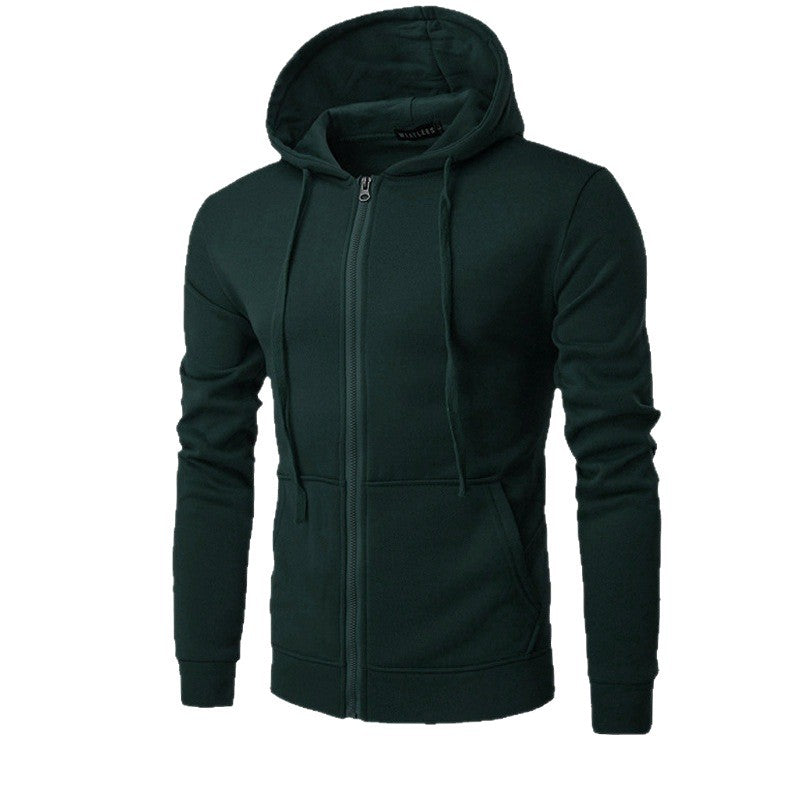 Men's Slim-fit Zip Hoodie Jacket with Soft Fleece Lining and Kangaroo Pockets