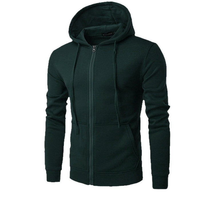 Men's Slim-fit Zip Hoodie Jacket with Soft Fleece Lining and Kangaroo Pockets