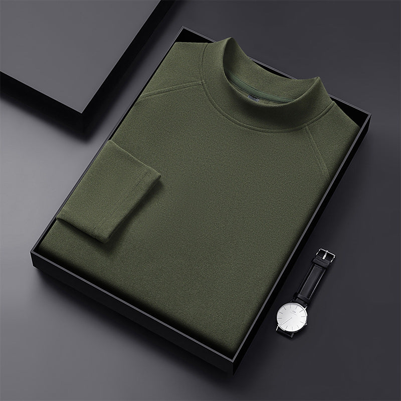 Men's Premium Mockneck Sweater made of Fine Wool Blend with Raglan Sleeves