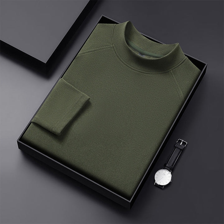 Men's Premium Mockneck Sweater made of Fine Wool Blend with Raglan Sleeves