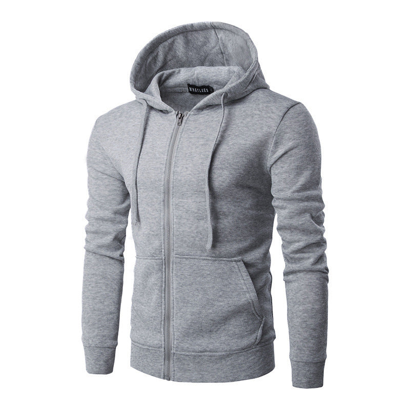Men's Slim-fit Zip Hoodie Jacket with Soft Fleece Lining and Kangaroo Pockets
