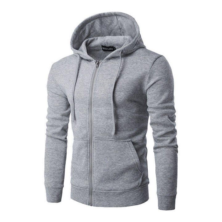 Men's Slim-fit Zip Hoodie Jacket with Soft Fleece Lining and Kangaroo Pockets