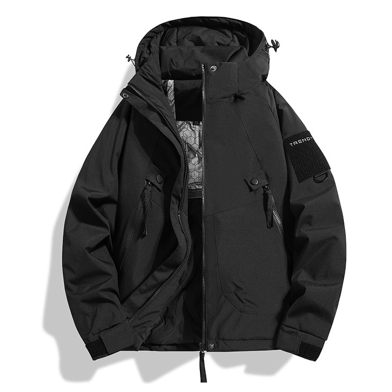 Men's Insulated Hooded Field Jacket with Quilted Thermal Lining, Windproof Shell & Utility Pockets
