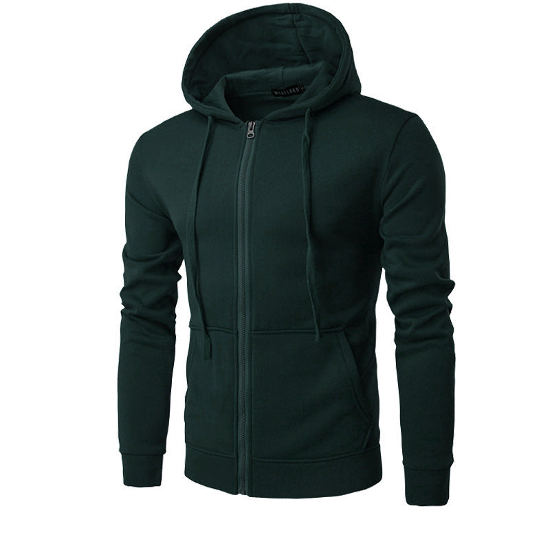 Men's Slim-fit Zip Hoodie Jacket with Soft Fleece Lining and Kangaroo Pockets