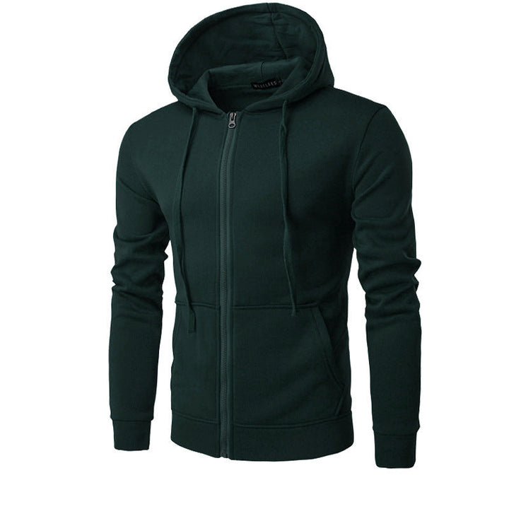 Men's Slim-fit Zip Hoodie Jacket with Soft Fleece Lining and Kangaroo Pockets