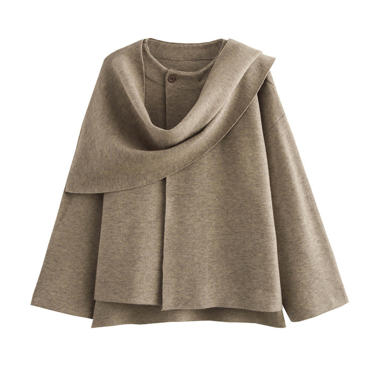 Women Asymmetrical Poncho-like Jacket made of Soft Material