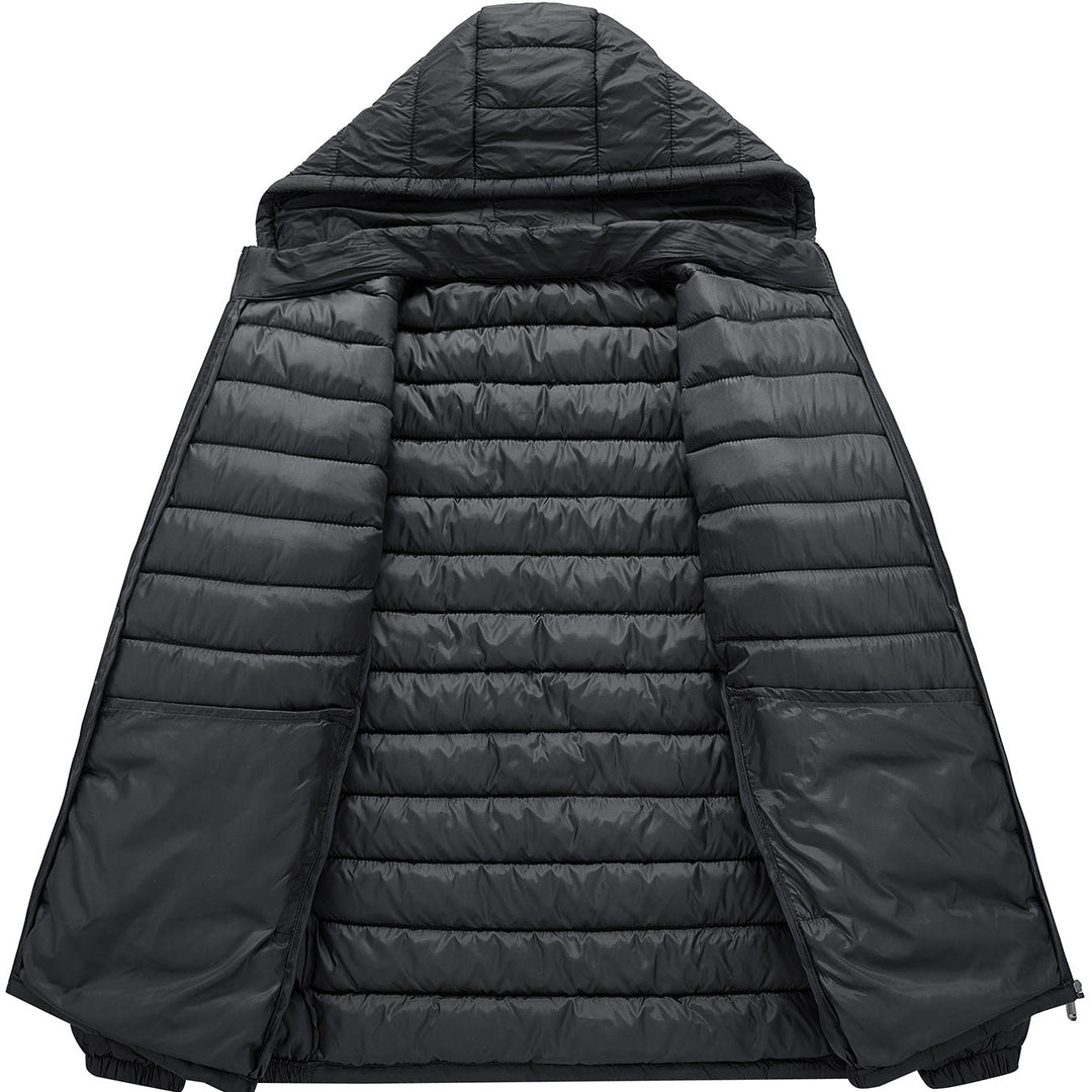 Men's Ultralight Quilted Hooded Jacket with Thermal Insulation & Packable Design