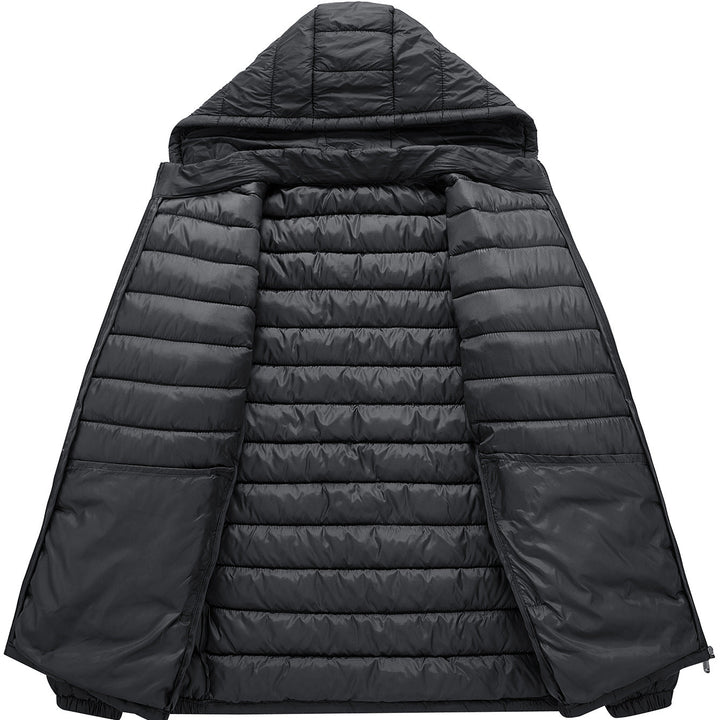 Men's Ultralight Quilted Hooded Jacket with Thermal Insulation & Packable Design