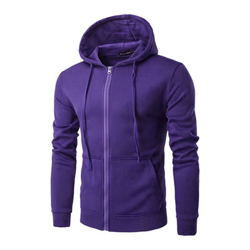Men's Slim-fit Zip Hoodie Jacket with Soft Fleece Lining and Kangaroo Pockets