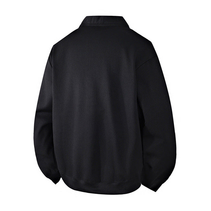 Men's Structured Knit Cardigan Jacket with Continuous Button Placket and Patch Pockets