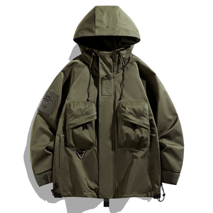 Men's Oversize Utility Parka with Hood, Multi-Pockets & Water-Repellent Functional Membrane