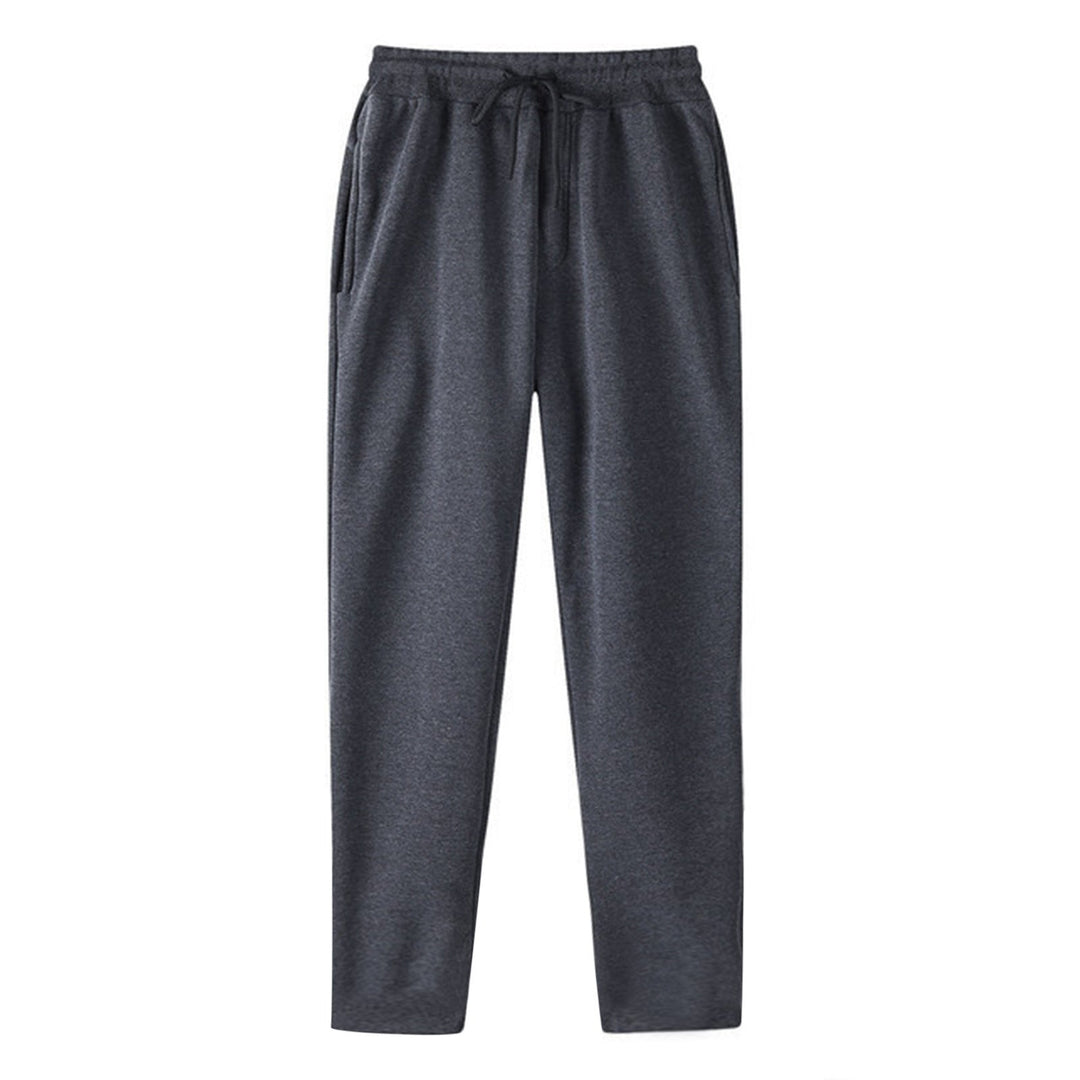 Men's Straight-cut Sweatpants made of Mottled Cotton Blend with Elastic Waistband, Drawstring, and Side Pockets