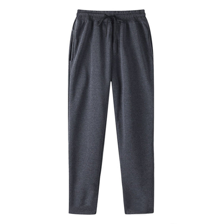 Men's Straight-cut Sweatpants made of Mottled Cotton Blend with Elastic Waistband, Drawstring, and Side Pockets