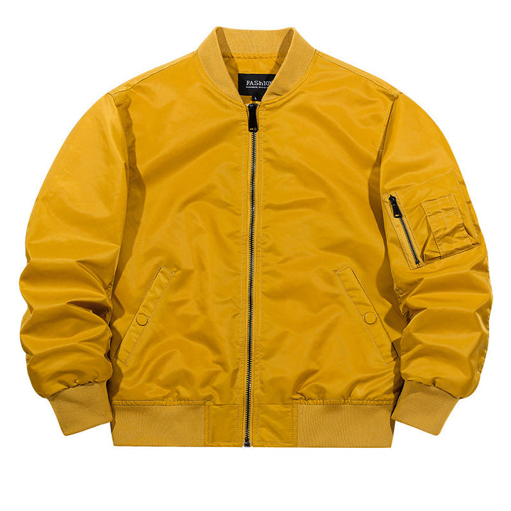 Men's Matte-shell Insulated Bomber Jacket with Reinforced Sleeve Zip Pocket and Snap-flap Hand Pockets