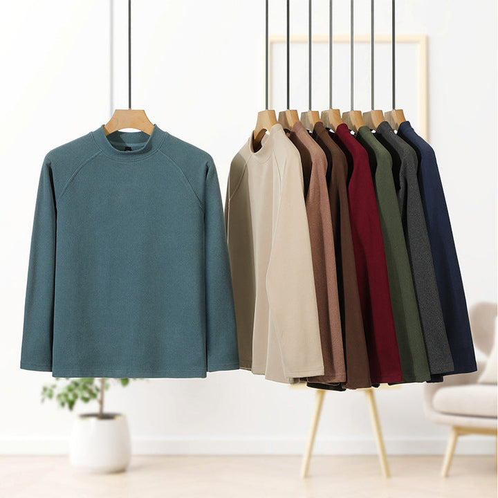 Men's Premium Mockneck Sweater made of Fine Wool Blend with Raglan Sleeves