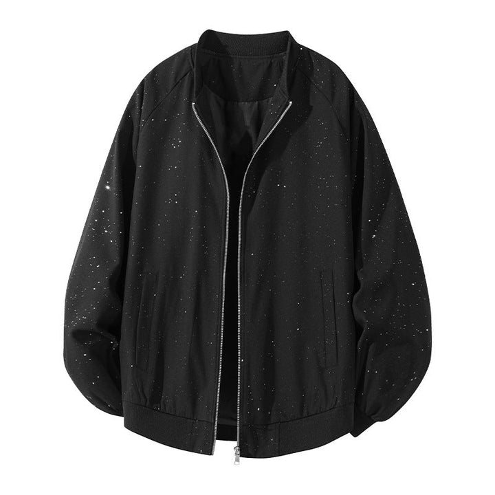 Men's Lightweight Oversized Blouson Bomber Jacket with Raglan Sleeves, Two-Way Zipper and Insert Pockets
