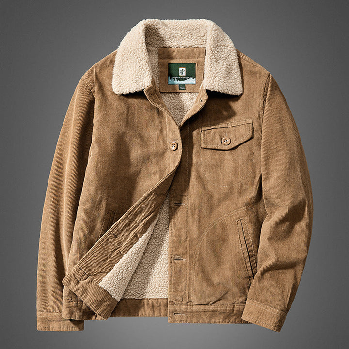 Men's Comfortable Cord Jacket with Teddy Lining