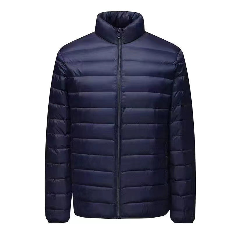 Men's Ultra-light Packable Micro Quilted Jacket with Stand-up Collar, Padded Insulation and Wind-resistant Shell