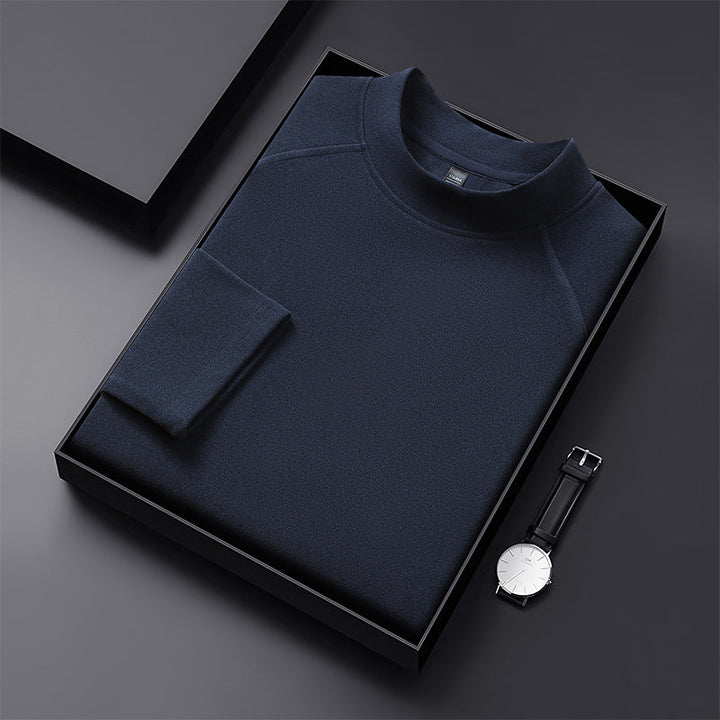 Men's Premium Mockneck Sweater made of Fine Wool Blend with Raglan Sleeves