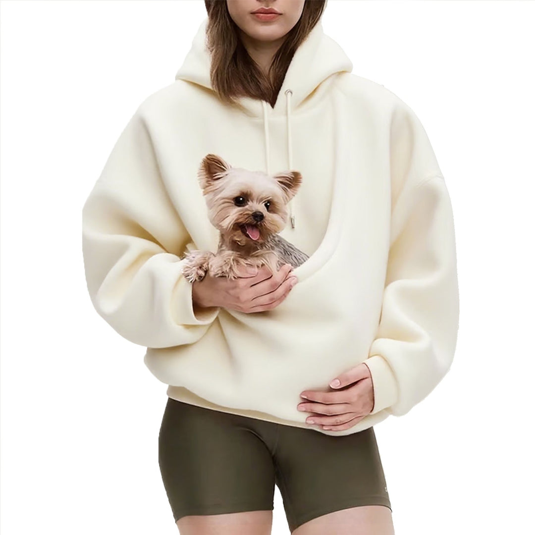 Women's Oversize Sherpa Hoodie with Integrated Pet Pocket Design