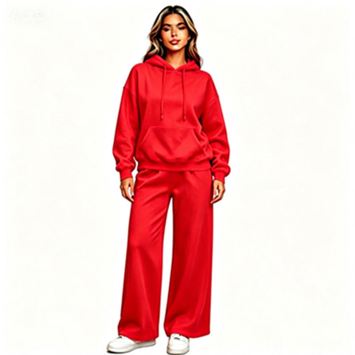 Women Comfortable Oversized Hoodie with Wide Jogging Pants