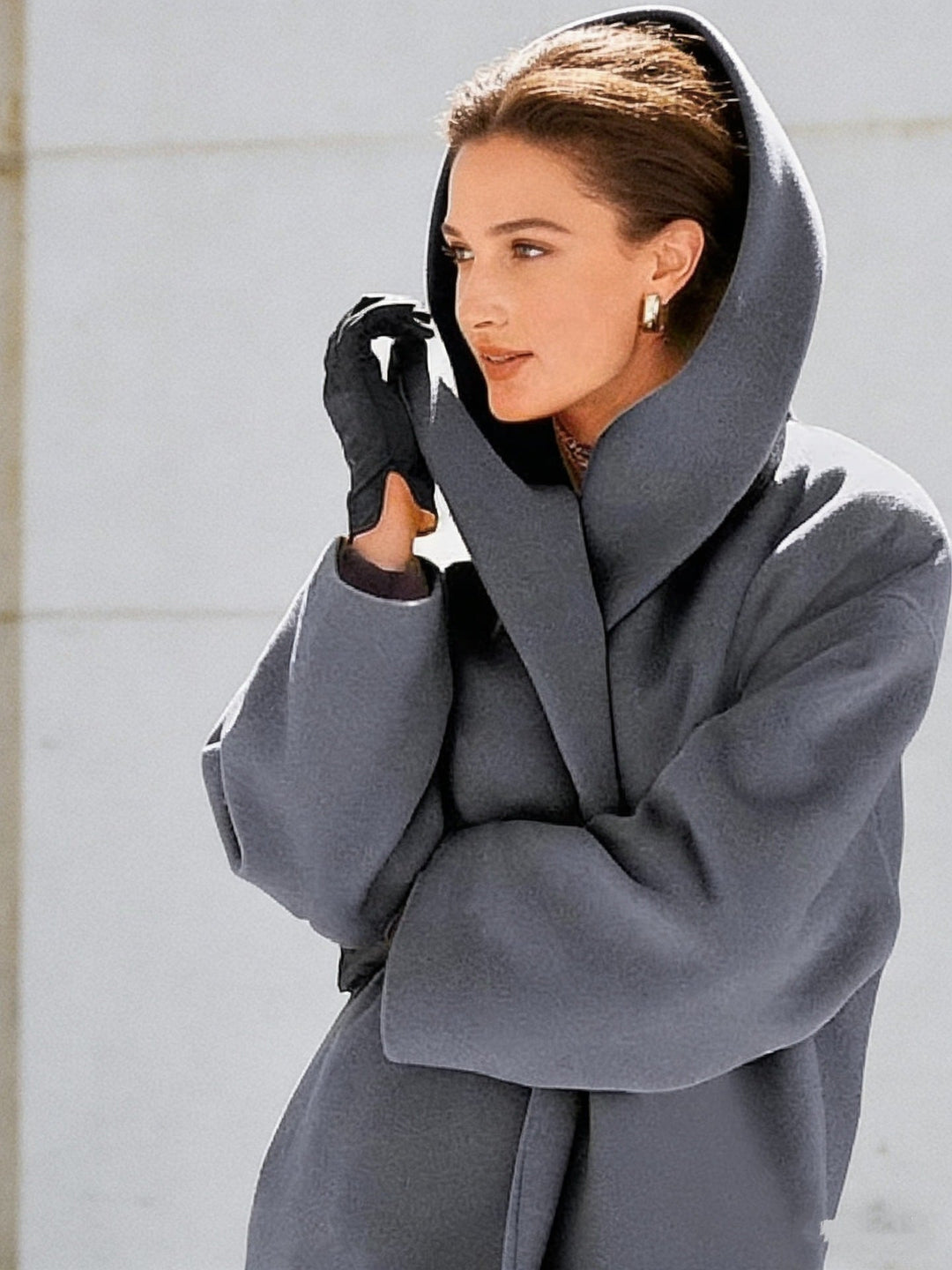 Windproof Women's Coat with Shawl Collar