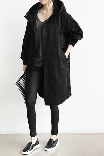 Water-repellent Oversized Hooded Trench Coat
