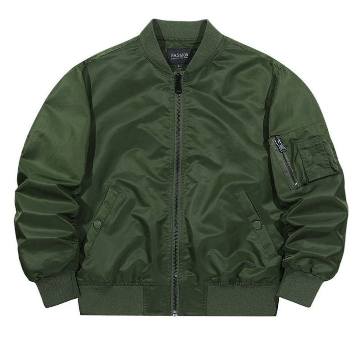 Men's Matte-shell Insulated Bomber Jacket with Reinforced Sleeve Zip Pocket and Snap-flap Hand Pockets