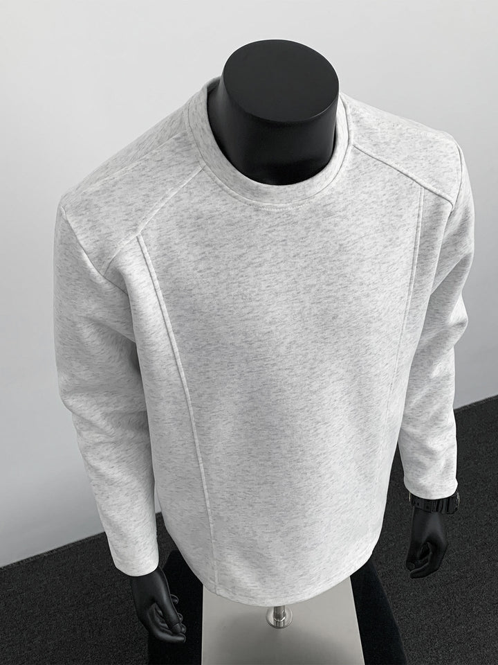 Men's Sweatshirt with Structured Seam Details and Round Neck
