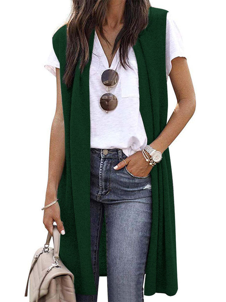 Women's Knit Vest in a Casual Oversized Design with Open Fronts and Short Sleeve Length