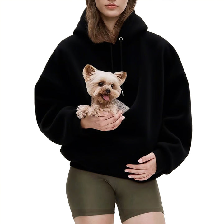 Women's Oversize Sherpa Hoodie with Integrated Pet Pocket Design