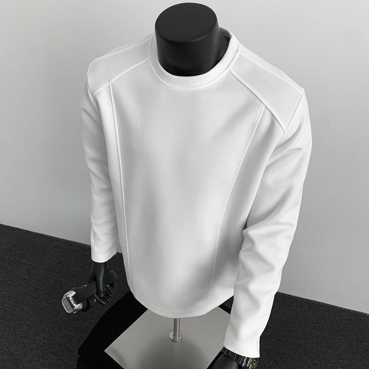 Men's Sweatshirt with Structured Seam Details and Round Neck